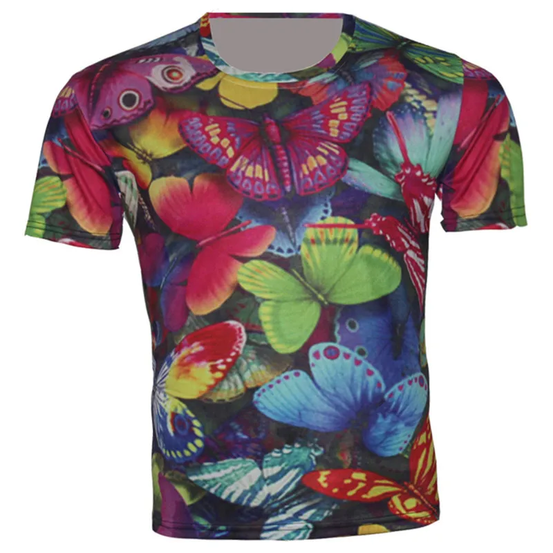 Camiseta/Летняя Детская футболка с изображением животных разноцветная бабочкой
