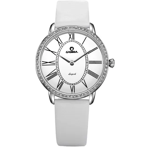 Relogio feminino Роскошные брендовые модные повседневные женские кварцевые наручные часы с кристаллами белый кожаный ремешок водонепроницаемые CASIMA#2615 - Цвет: 2615 SL8