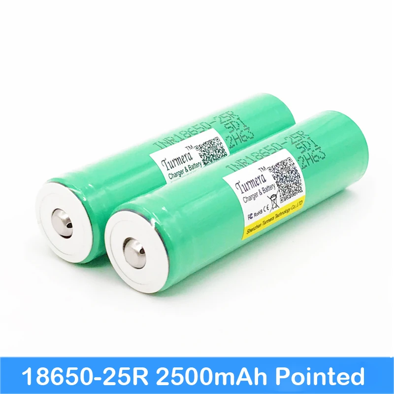 1 10 шт./лот оригинальная Turmera 18650 2500 мАч INR18650 25R с заостренным разрядом 20 А литиевая