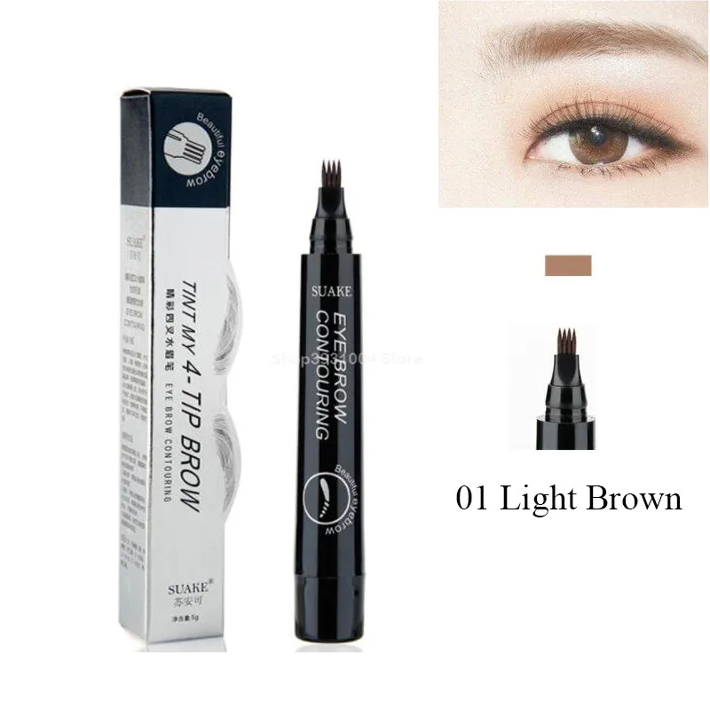 Microblading карандаш для бровей водонепроницаемый вилка кончик бровей Карандаш для татуировки длительный Профессиональный тонкий эскиз жидкий карандаш для бровей - Цвет: 1 Light Brown