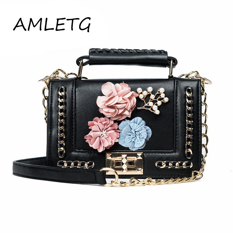 Горячее предложение Для женщин s сумка модного бренда с цветами и жемчугом