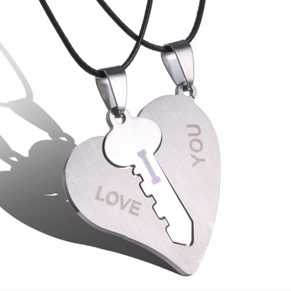 Ожерелье из нержавеющей стали с подвеской в виде сердца замком|couple necklace|pendant