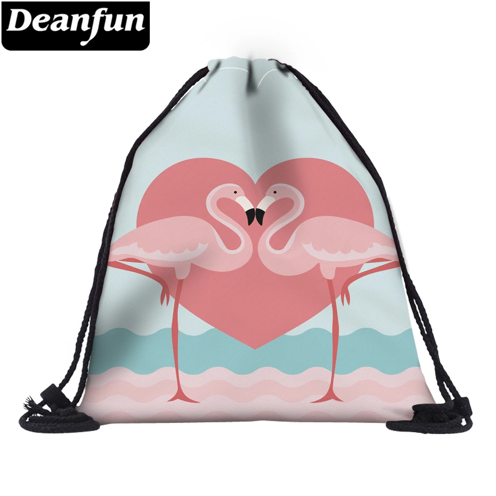 Deanfun 3D Печатные Сумки на шнурке сердце Фламинго модные школьные сумки для девочек