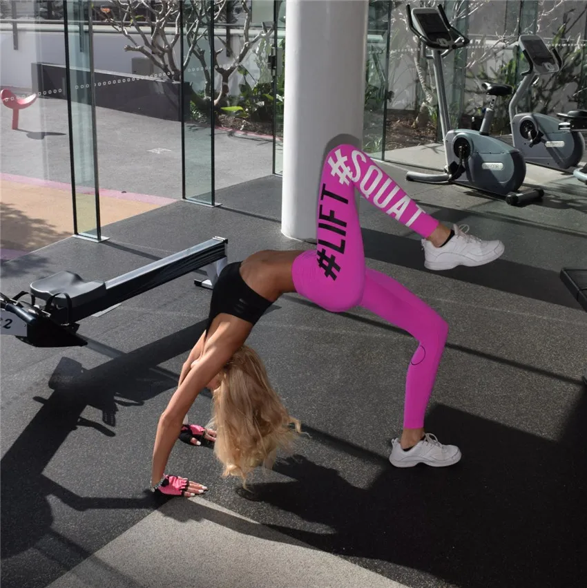 

Lift Squat Letter Print Women Fitness Leggings High Waist Push Up Leggins Elastic Sexy Jeggings Trouser Pants For Women
