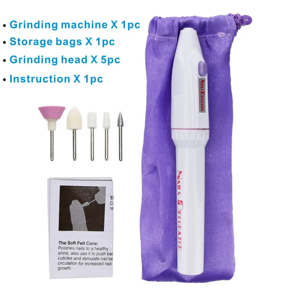 Nail Polisher 5 бит, электрический сверлильный станок для ногтей, оборудование для маникюра, педикюра, напильники, шлифовальная машина, инструмент для полировки - Цвет: Nail Polisher