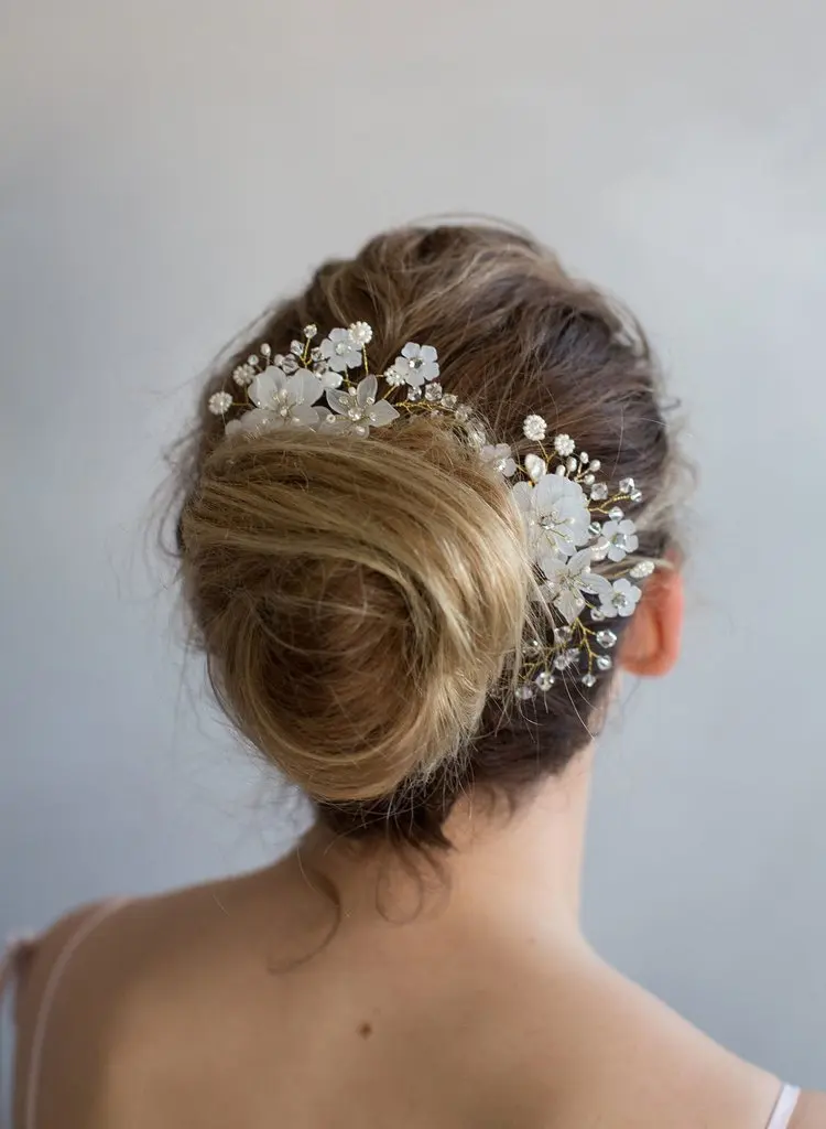 Прозрачные кристаллы из горного хрусталя Свадебные Цветочные гребни для волос