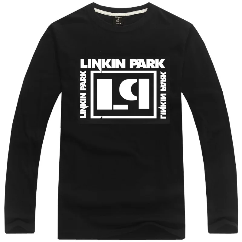 Природа хлопок Linkin Park письмо и LP логотип печатается футболка длинные рукава