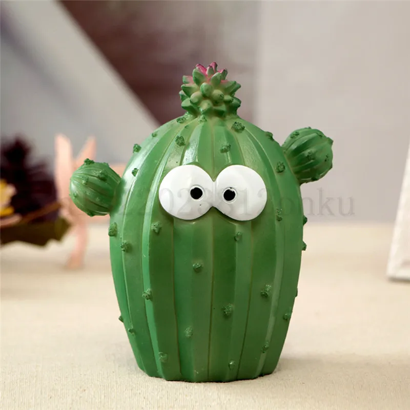 Cute Cartoon Cactus Money Boxes Facial Expression Unique Fun Plant Resin Coin Piggy Bank Home Decoration Christmas Gift | Дом и сад