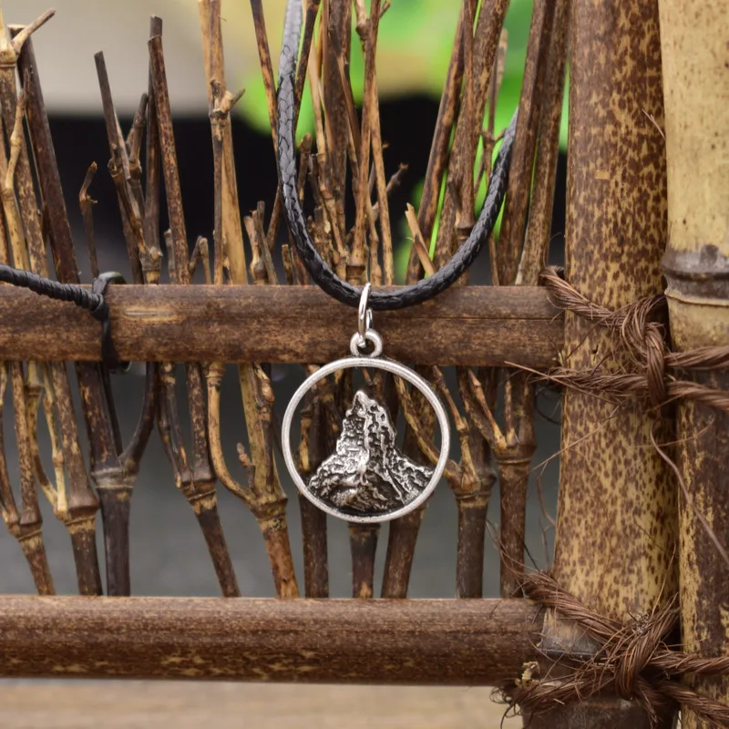 SanLan Nature Mountain Camping Round Charms Pendant Leather Cord Necklace Climber Club Gift Jewelry | Украшения и аксессуары