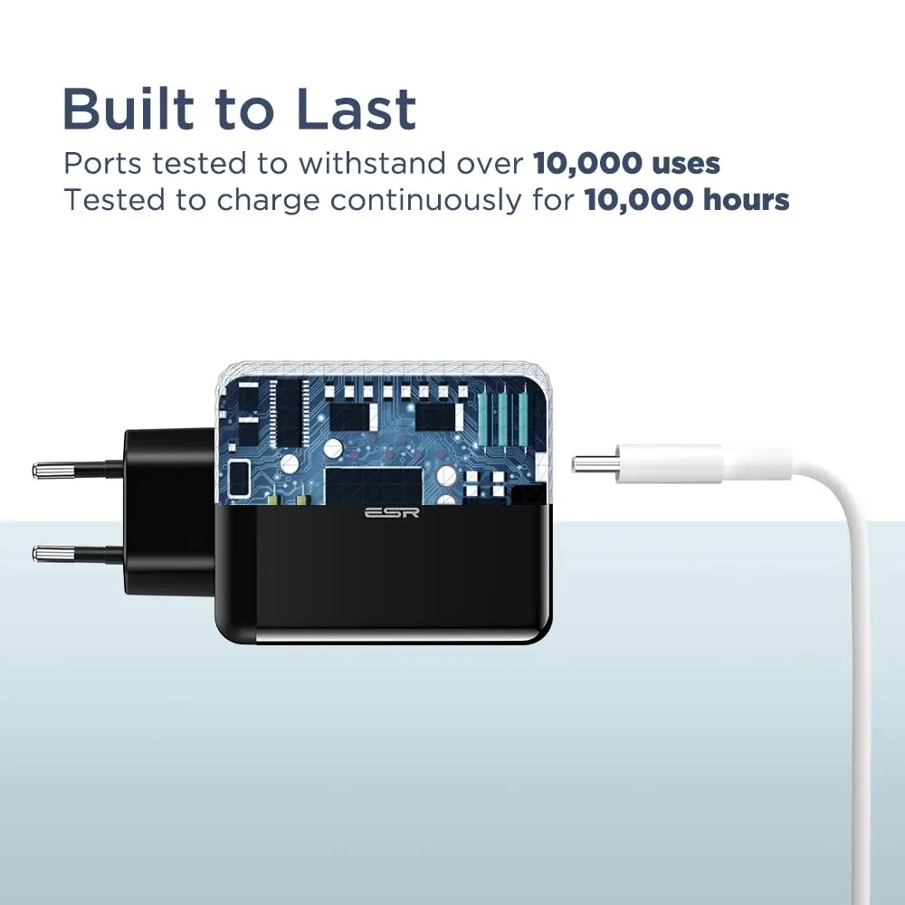 ESR USB C зарядное устройство 30 Вт двухпортовое зарядное устройство питания настенное зарядное устройство со складной вилкой PD 18 Вт порт для iPhone XS/XR/XS Max iPad