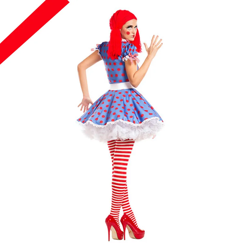 

Christmas Clown costume Girl Ladies Fancy Dress Circus Fun Novelty Carnival Halloween Womens Adults magician Costume