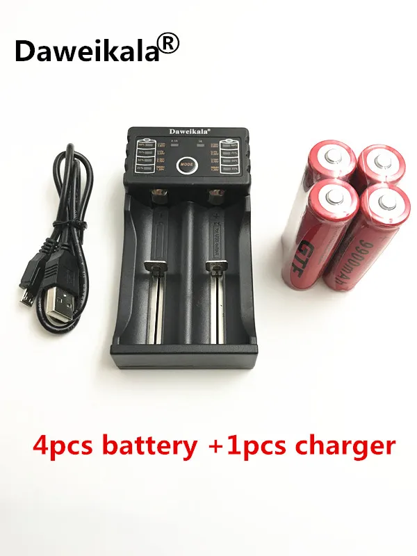 4PCS Фирменная Новинка батарея 18650 3,7 в 9900 мАч литий-ионная аккумуляторная батарея 18650 батарея+ 1 шт. 18650 интеллектуальное зарядное устройство - Цвет: 4PCS