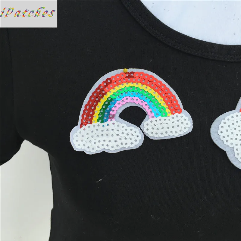 1 шт. Милая Радужная нашивка с блестками термоклейкая аппликация для одежды