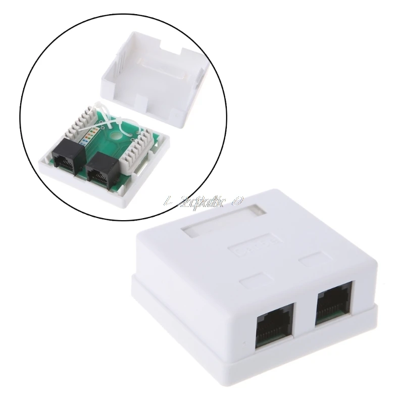 

RJ45 Junction Box CAT5e Network Connector 2 Port Desktop Extension Cable Box Z09 Drop ship