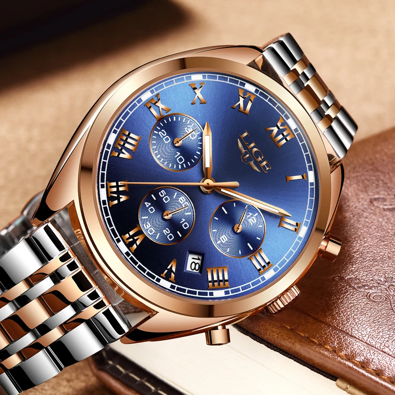 Relogio Masculino LIGE Mens Watches Top Brand Luxury Leather Casual Quartz Watch Men All-steel Military Sport Waterproof Clock | Наручные