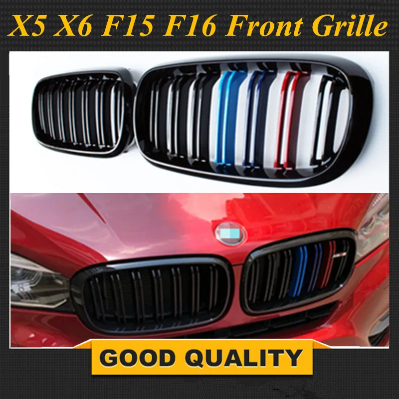 Пара 15 -19 для BMW X5 F15 X6 F16 2014 2015 2016 2017 2018 2019 передняя решетка м-Цвет двойной рейки