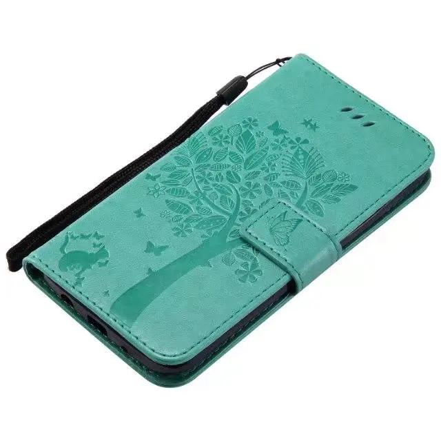 Для Coque LG K7 X210DS чехол кошка и дерева тиснением Флип Бумажник Стенд держатель PU