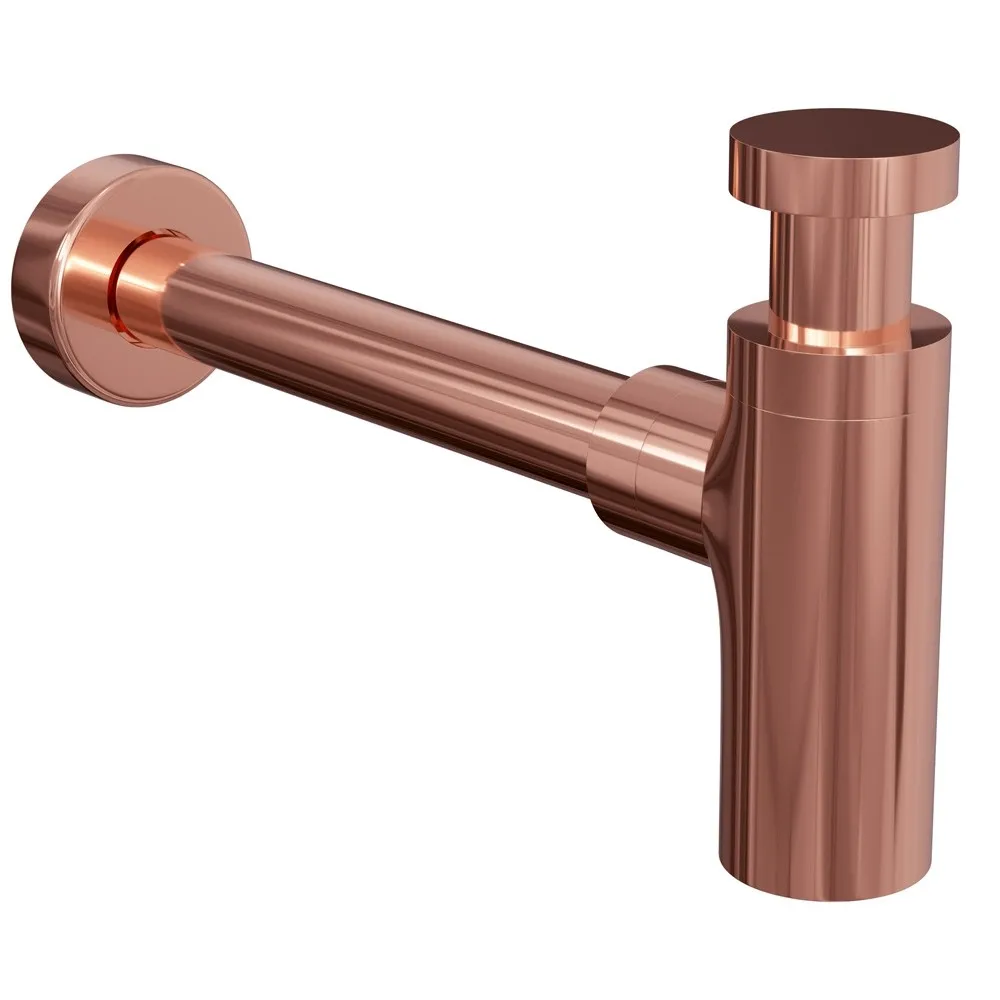 Polish Rose Gold Роскошный дизайн Роскошный Матовый Черный Высокое качество латунный корпус евро раковина бутылка сантехника P-Trap промывочная труба отходы ванная раковина ловушка - Цвет: Polish Rose Gold