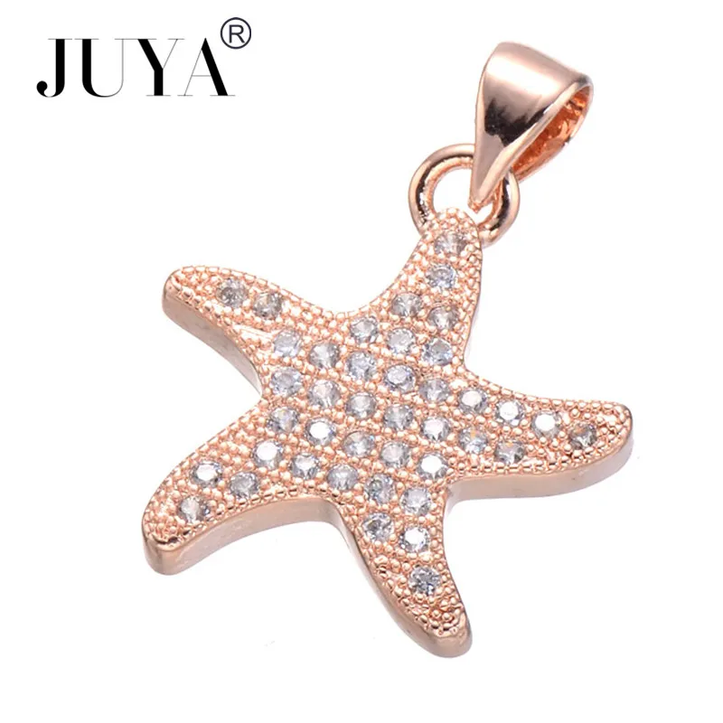 Мода Starfish Подвески для DIY Браслеты Jewellery высокое качество Медь микро проложить AAA Циркон Rhinestone Подвеска для Цепочки и ожерелья - Окраска металла: Покрытие из розового золота