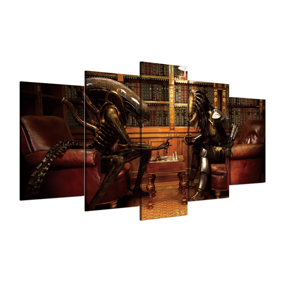 5 шт. Холст Искусство инопланетяне против Хищник напечатанный настенный Декор