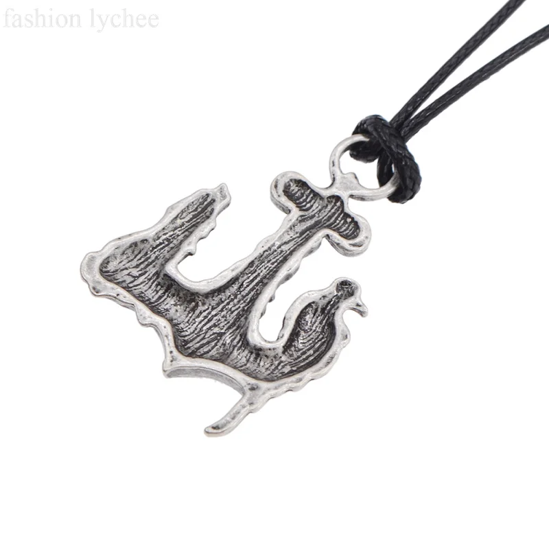 Модные скандинавские символы lychee ворона Одина искусственный волк кулон ожерелье