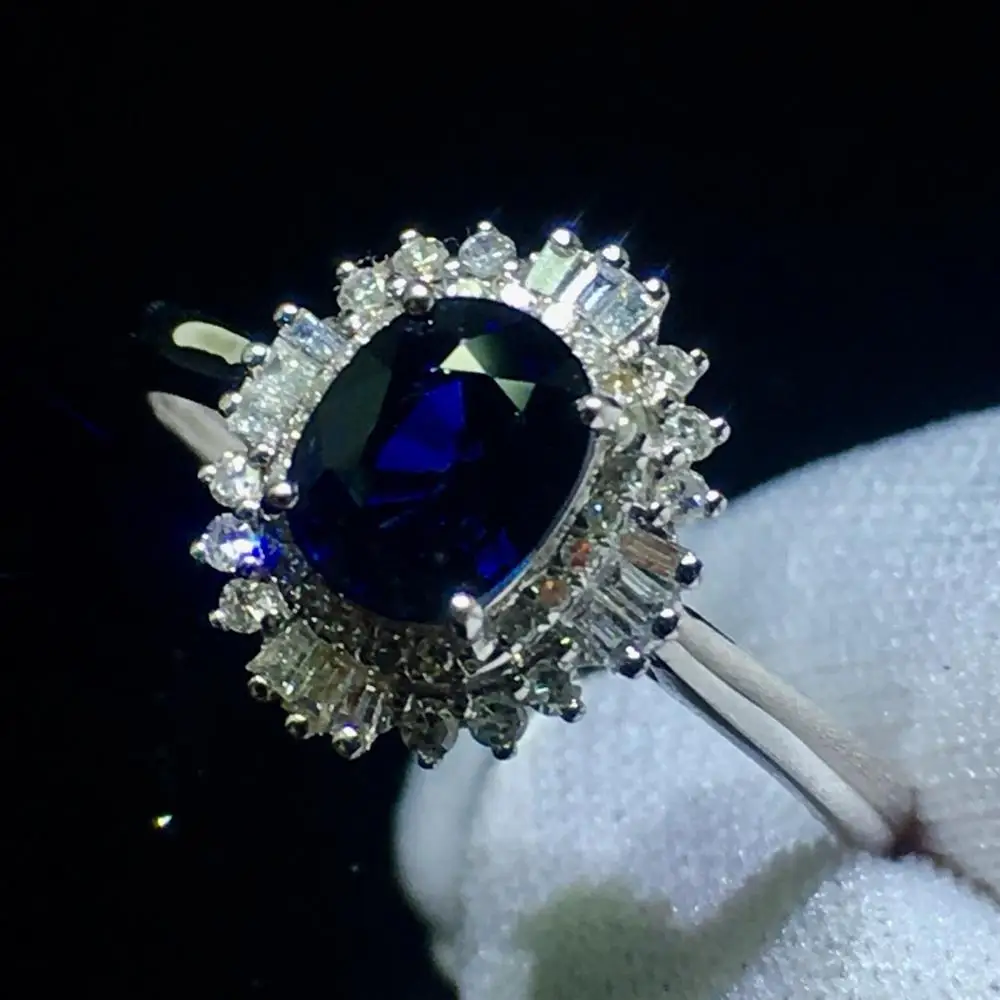 Ювелирные изделия из сапфира кольцо натуральный 0.95ct Cornflowerl драгоценный камень