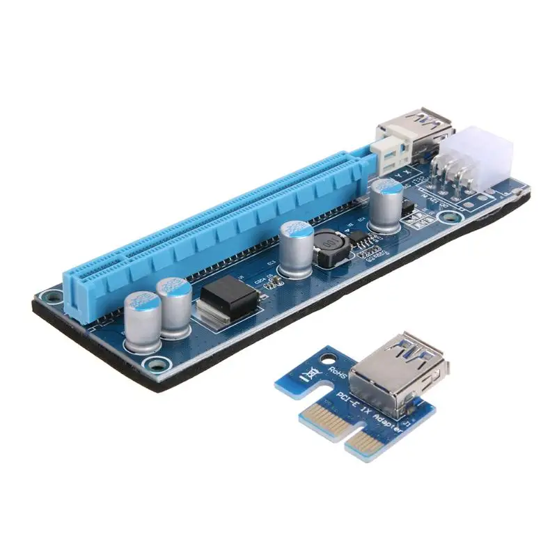 PCI E Express 1x до 16x Райзер адаптер с SATA 15pin 6pin кабелем питания 60 см USB 3 0 кабель для