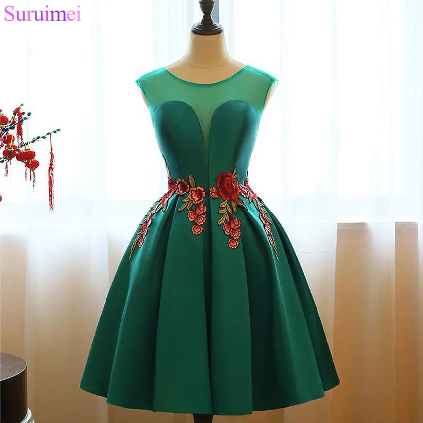 Короткое платье для выпускного вечера атласное ТРАПЕЦИЕВИДНОЕ ПЛАТЬЕ цвета