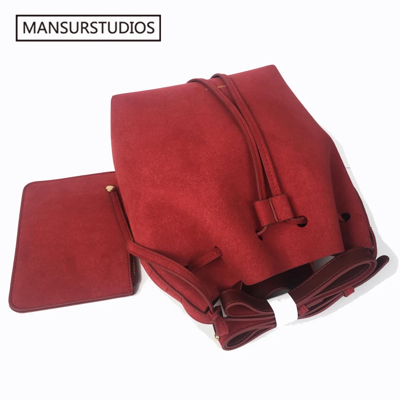 2019 MANSURSTUDIOS Замшевая сумка мешок mansur женская через плечо из искусственной замши