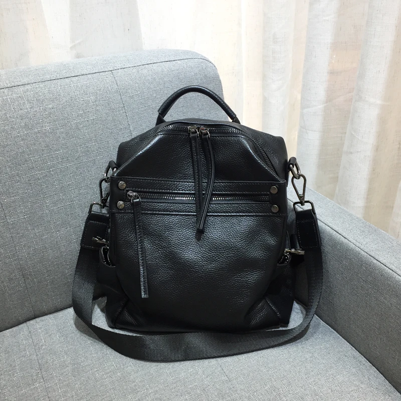 Женский рюкзак из натуральной кожи высокого качества Mochila Feminina Back Pack черный рюкзак