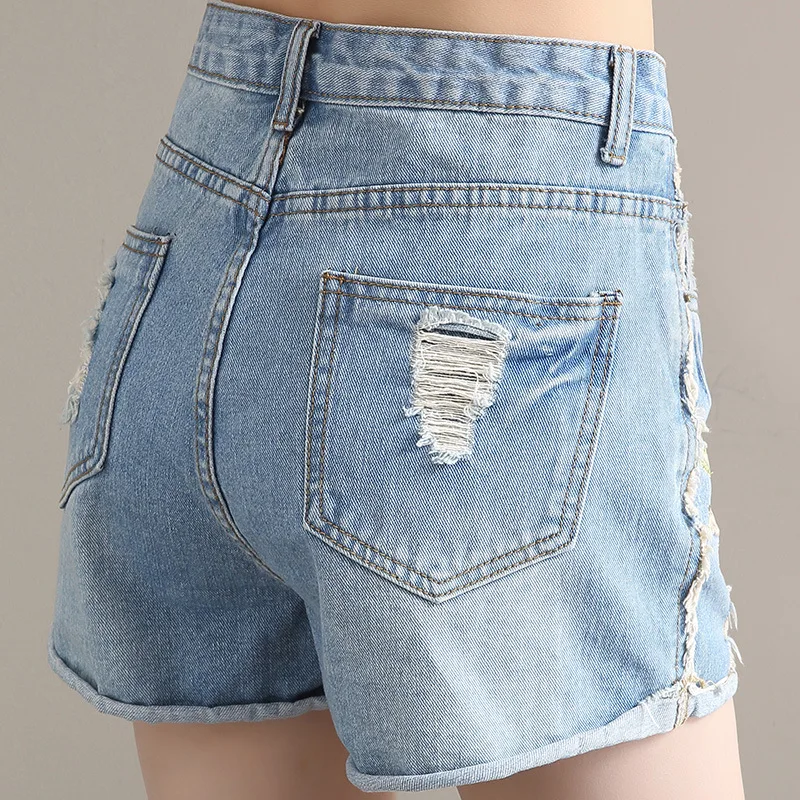 Женские джинсовые шорты с вышивкой свободные тонкие студенческие и