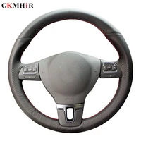 black genuine leather car steering wheel cover for volkswagen vw golf 4 passat b5 1996 2015 seat leon 1999 2015 polo 1999 2015