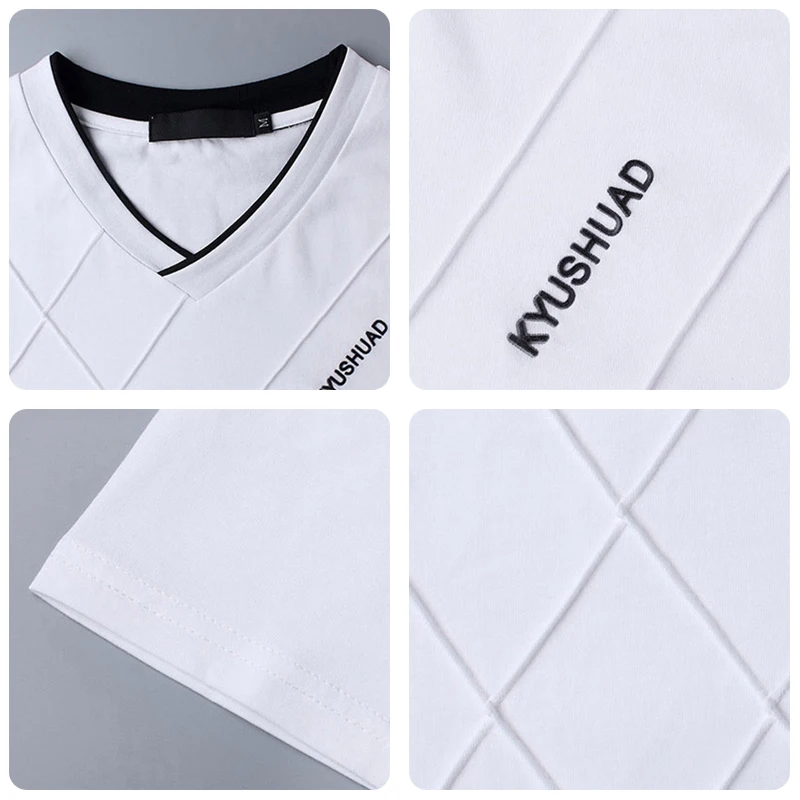 Мужская футболка с коротким рукавом и V образным вырезом размеры до 3XL|t shirt men|short