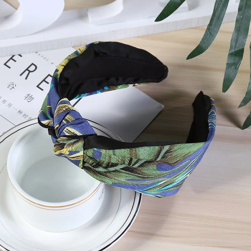 Новинка Женская винтажная Цветочная повязка для головы с принтом Топ бантик