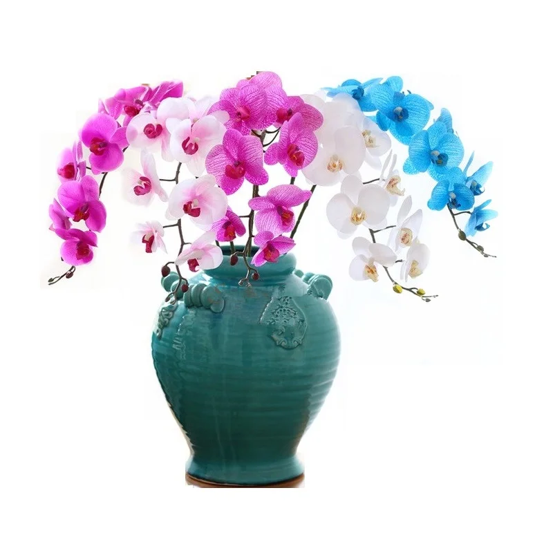 

Wholesales 100Pcs Real Touch Moth Orchid Butterfly Flower Artificial Wedding Flower Hotel Party Event Office Decoration -INDIGO