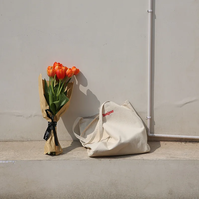 Youda Промытые холщовые сумки простые с буквенным принтом Наплечная Сумка