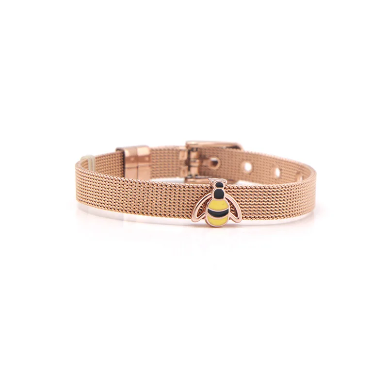 Somsoar Jewelry розовое золото DIY Слайд Подвески из нержавеющей стали сетки браслет браслеты для подарок ко Дню Святого Валентина