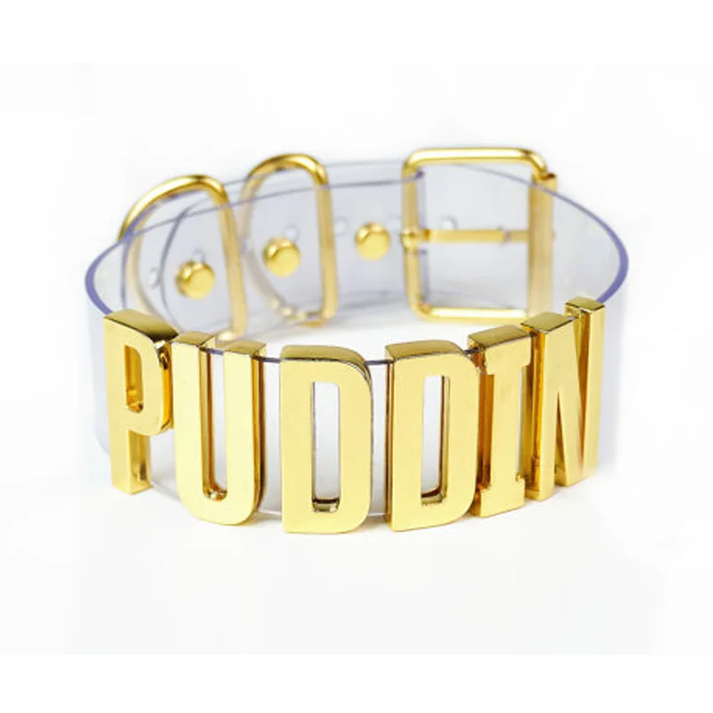 Ожерелье-чокер ручной работы с надписью PUDDIN Имя Воротник для косплея ожерелье