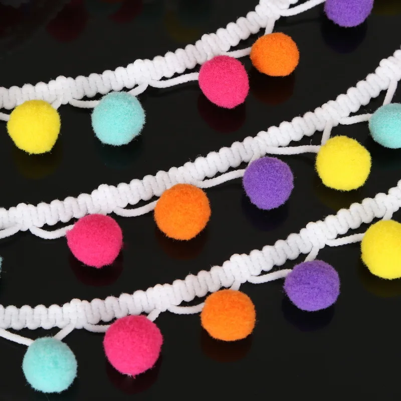 2 ярда/Лот 15 мм Радужный горячий помпон обрезанный шар Φ одежда для рукоделия|lace