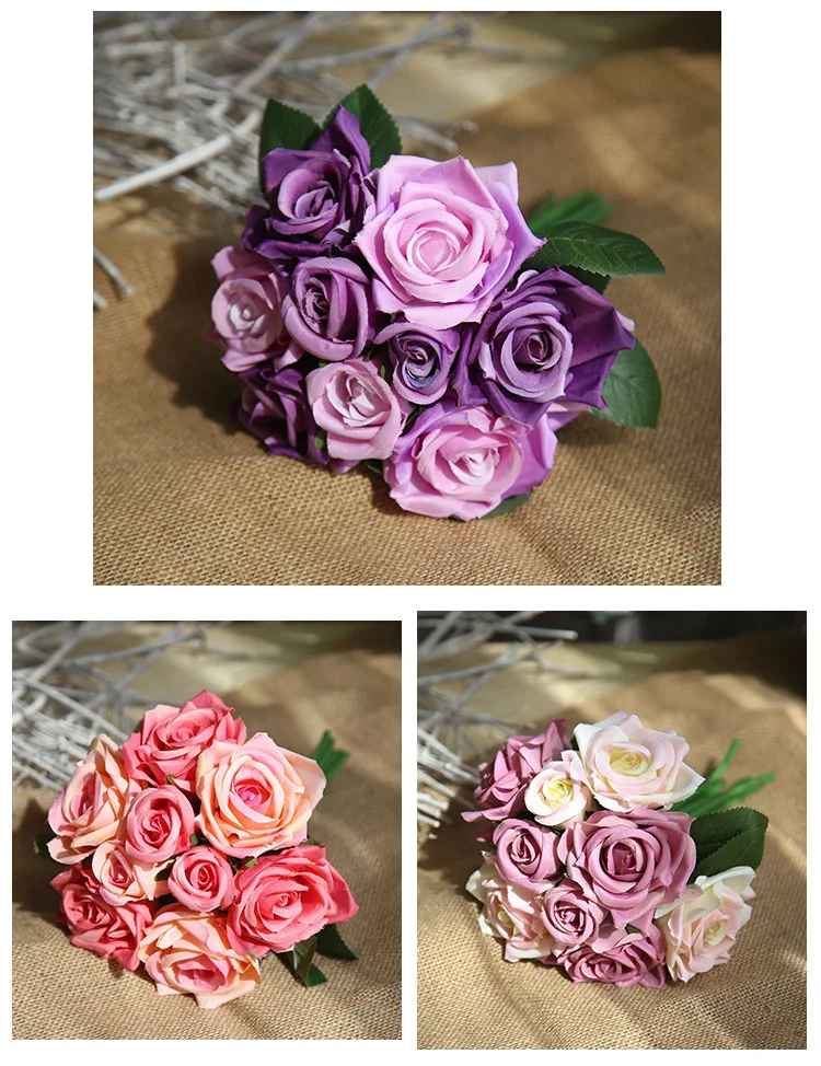 9 букет роз kwiaty fleurs blumen flores para manualidades fiori flor cicek шелковые цветы для украшения дома свадебный цветок
