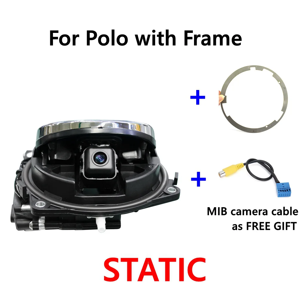 For Polo with Frame Для Volkswagen вращающаяся камера заднего вида VW эмблема заднего вида с камеры с логотипом VW для Passat CC Golf MK5 MK6 ночное видение - Название цвета: For Polo with Frame