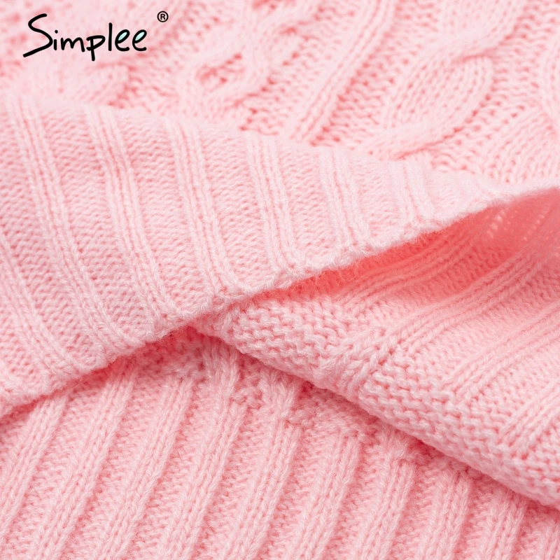 Simplee Твист с открытыми плечами вязаный свитер для женщин зима 2018 рукав &quotлетучая