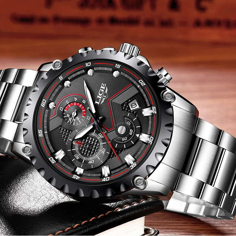 Relogio Masculino LIGE Men Watches Top Luxury Brand Casual Fashion Watch Military Sport Waterproof Quartz Full Steel | Наручные часы