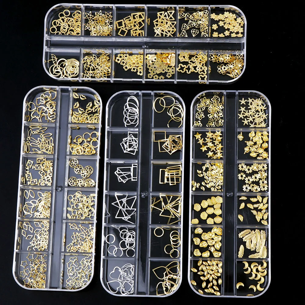 

DIY 3D Metal Nail Decoration Nail Accessories 12 Boxes / Box Art Mixed Jewelry Metal Gold / Silver Rivets Star Moon Decoration