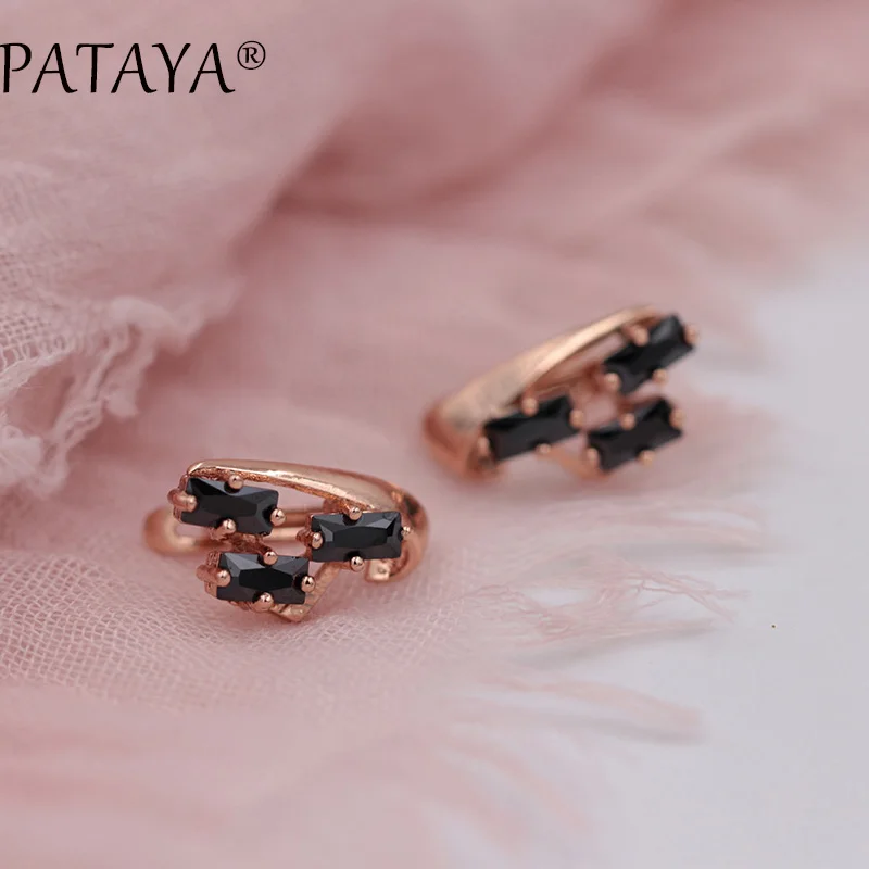 Эксклюзивные Разноцветные серьги PATAYA из розового золота 585 пробы, зеленый квадратный натуральный кубический цирконий, висячие серьги для женщин, хорошее богемное ювелирное изделие