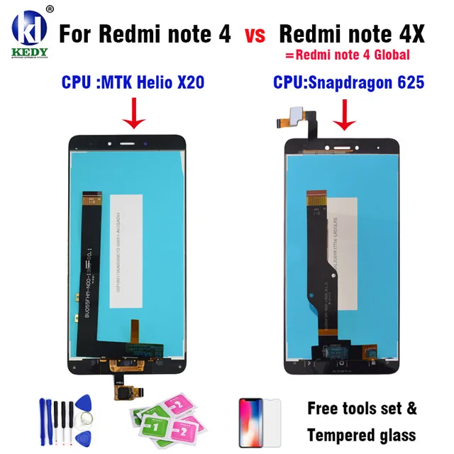 Замена ЖК-дисплея и сенсорного экрана для Xiaomi Redmi Note 4.