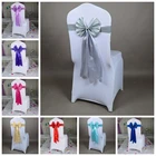 Стул из лайкры, 14 цветов, лента-бабочка с длинным хвостом, готовая лента из спандекса свадебное украшение для стульев