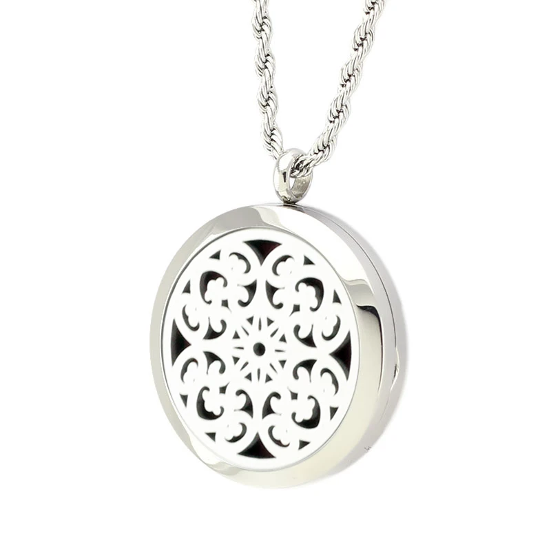 

2pcs/lot Free felt pads Silver 30mm 316L Stainless Steel Perfume Locket Aromatherapy Essential Oil Diffuser Locket Pendant