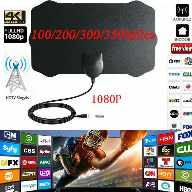 Новая 350 милей цифровая антенна чистая ТВ бесплатно HD 1080P усилитель сигнала ТВ антенна