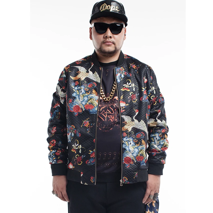 Плюс Размер 3XL 4XL 5XL 6XL Моды Печати Стенд Воротник Бейсбол Куртка и Пальто для